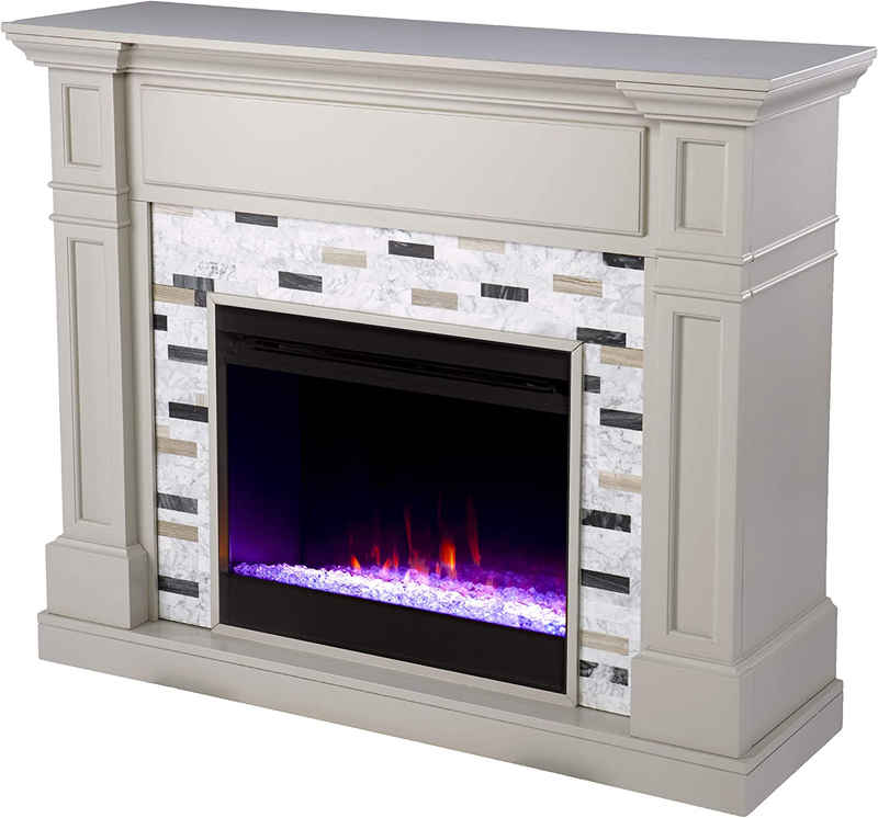 Birkover Color Changing Electric Fireplace W/Marble Surround