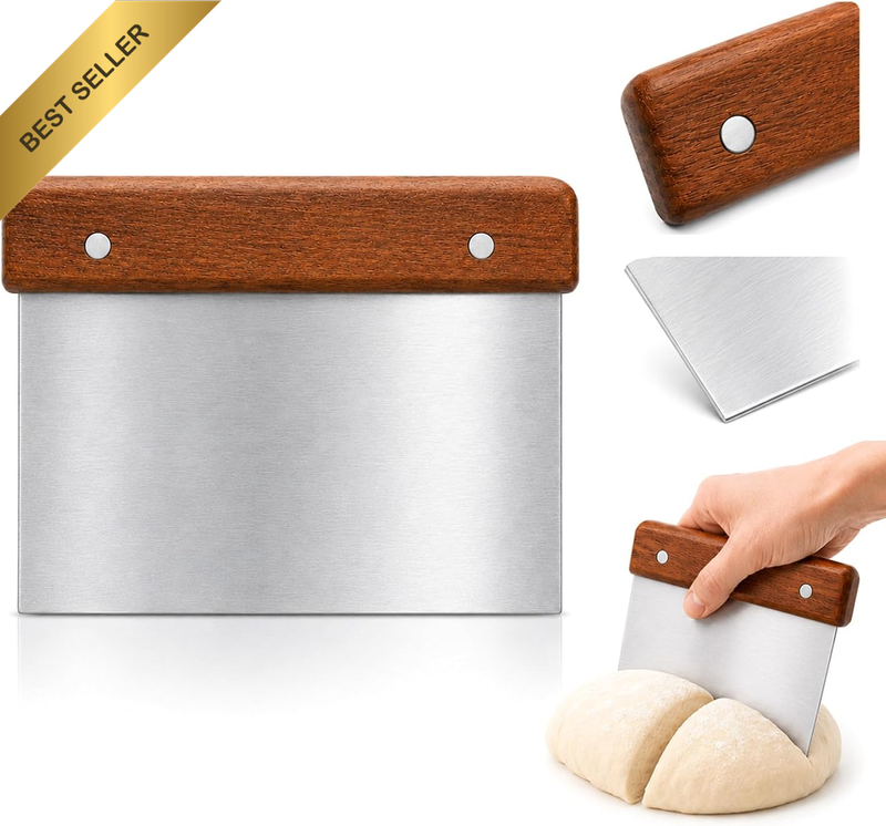 Bench Scraper, Stainless Steel Dough Scraper and Food Scraper for Baking