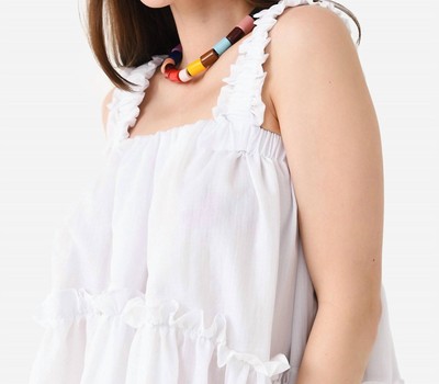 Pre-owned Brøgger Brogger Flowy Olive Top In White - Size Xs