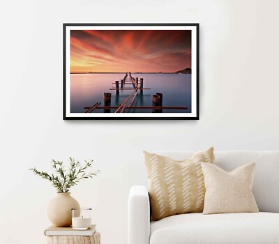 Pier With Sunset In Istanbul Poster Premium Quality Choose your Size