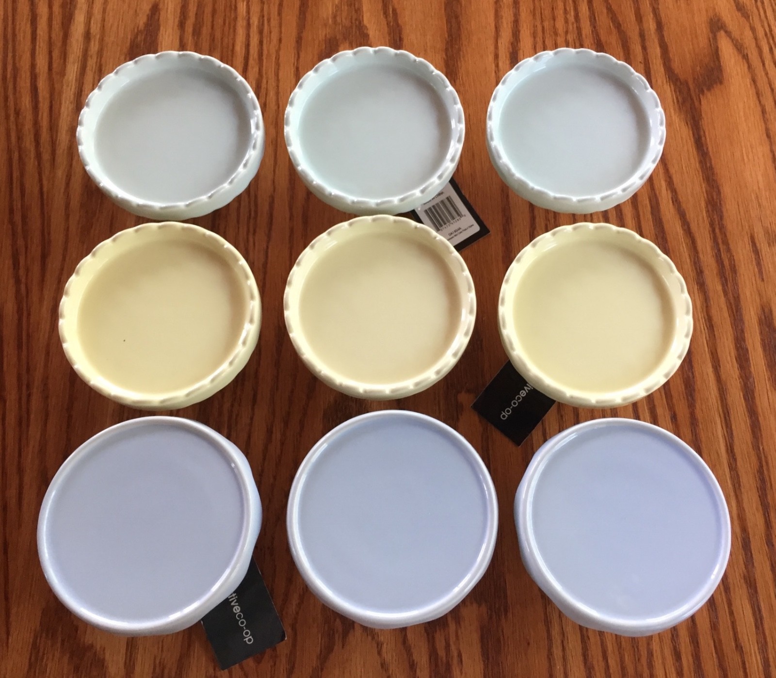 3 Blue Stoneware Individual Cupcake Stands, Plates ,Displays Creative Co-Op