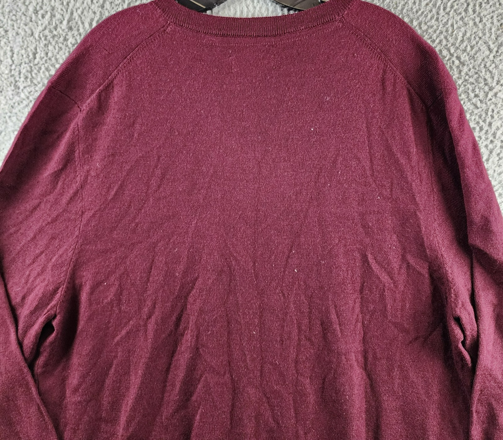 Club Room Solid V-Neck Merino Wool Blend Sweater Men's XXL Maroon Long Sleeve - Picture 14 of 15
