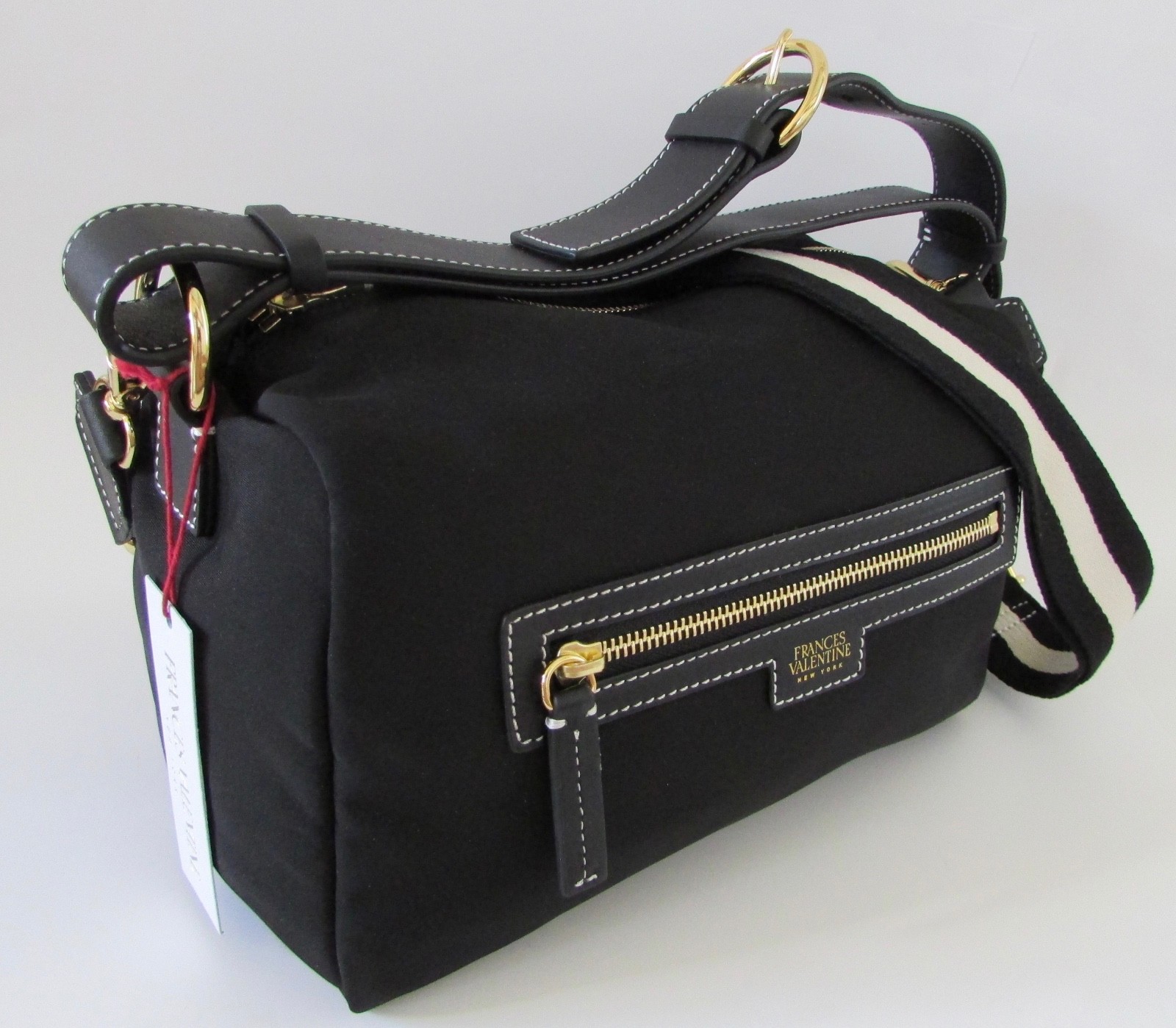 NEW Frances Valentine Small FLANNERY Black Nylon Crossbody Hobo Bag