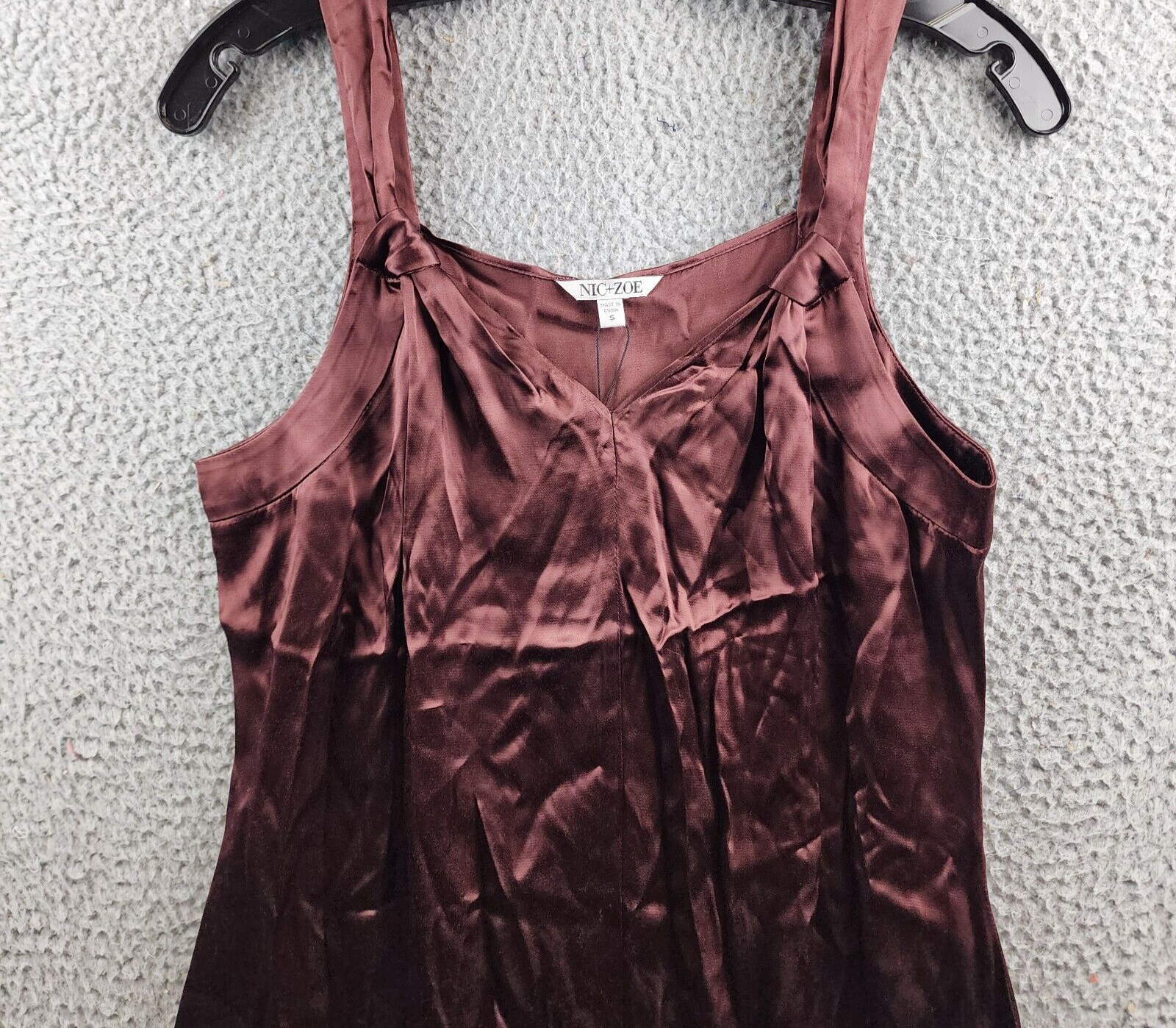 NIC+ZOE Midi Slip Dress Women's Small Redwood Solid V-Neck Sleeveless Pullover - Picture 3 of 13