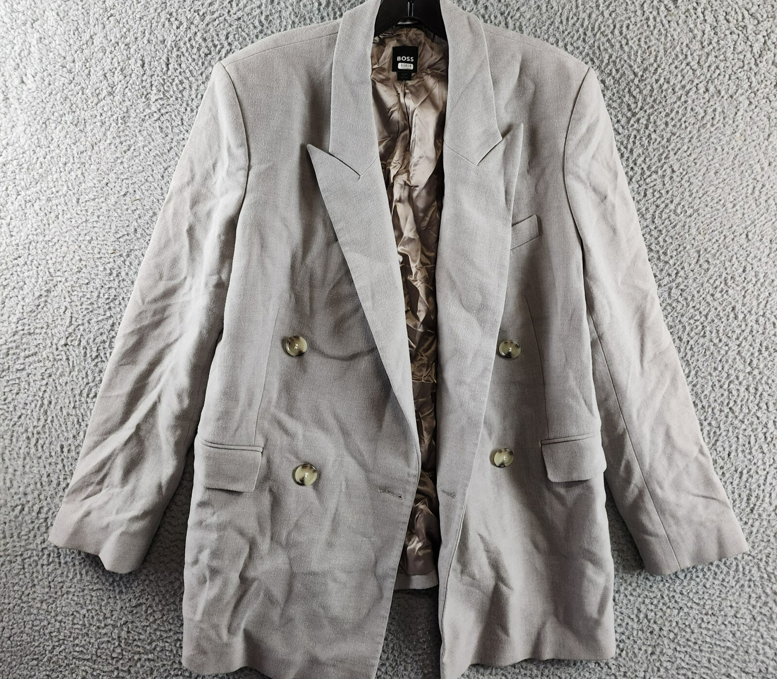 BOSS Regular-Fit Double-Breasted Jacket Women's 8 Gray Notch Lapel Long Sleeve - Picture 2 of 19