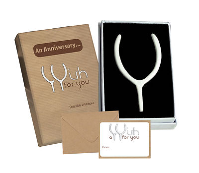 Wedding Anniversary Wishbone Gift & Card. 1st/2nd/5th/10th/20th/30th/40th/50th