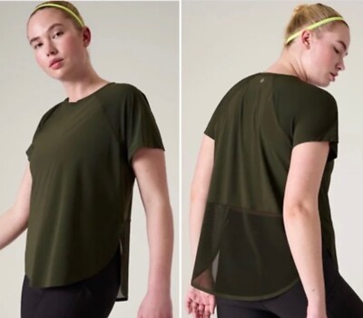 NWT Athleta Ultimate Craft Tee 2X 20W 22W Aspen Olive Quick Dry Mesh Ventilation
