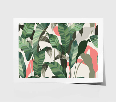 Tropical Leaves Print,Leaves Wall Art,Green Leaves Framed Vector Design Wall Art