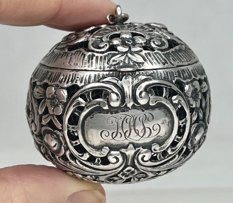 Antique Hanau Germany 800 Silver Very Rare Tea Ball Infuser 91925