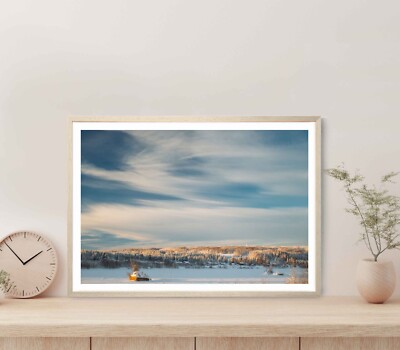 Winter Forest & River Covered With Snow Poster Premium Quality Choose your Size