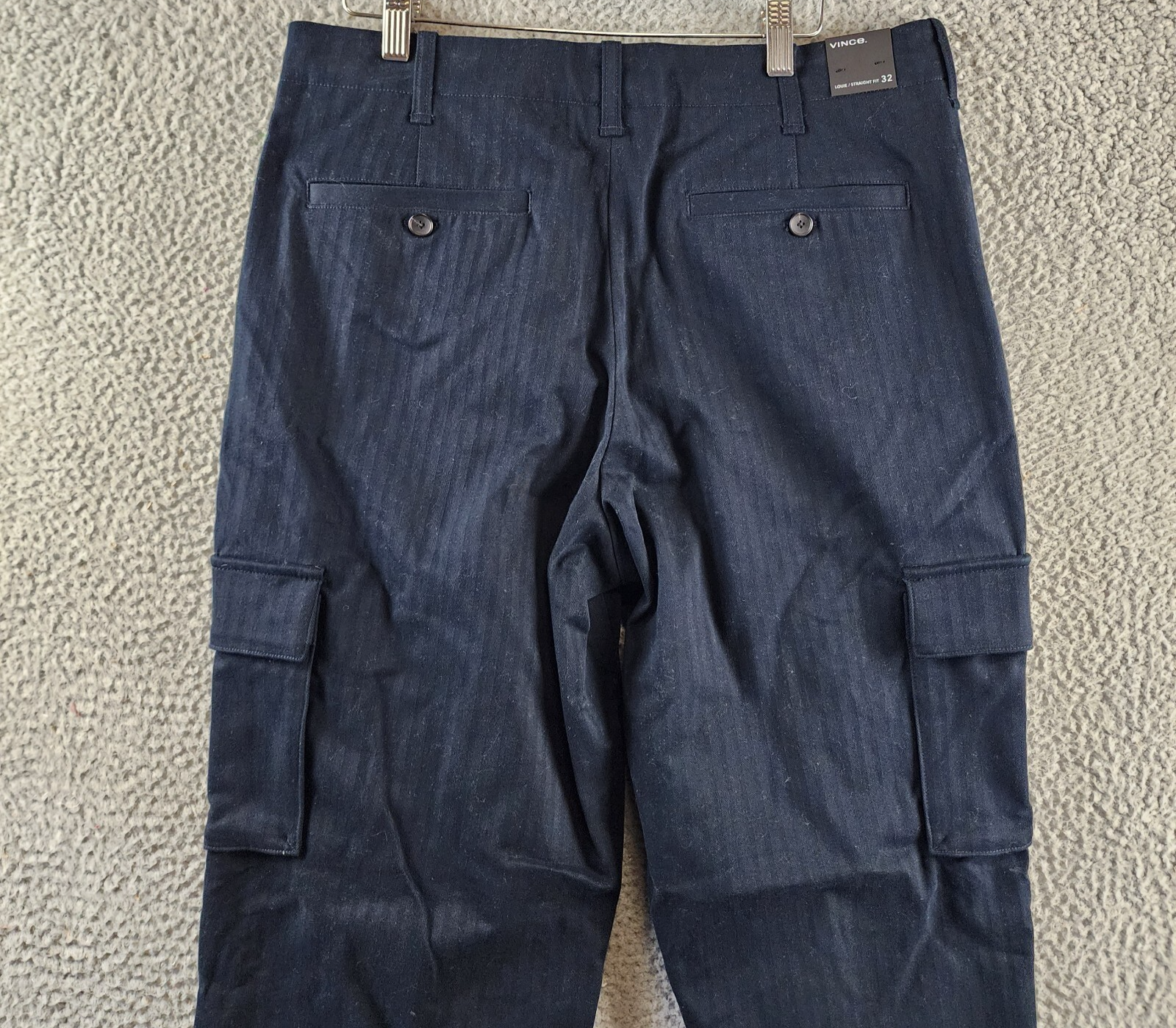 Vince Herringbone Cargo Pants Men's 32 Coastal Blue Straight Leg Mid Rise - Picture 17 of 18