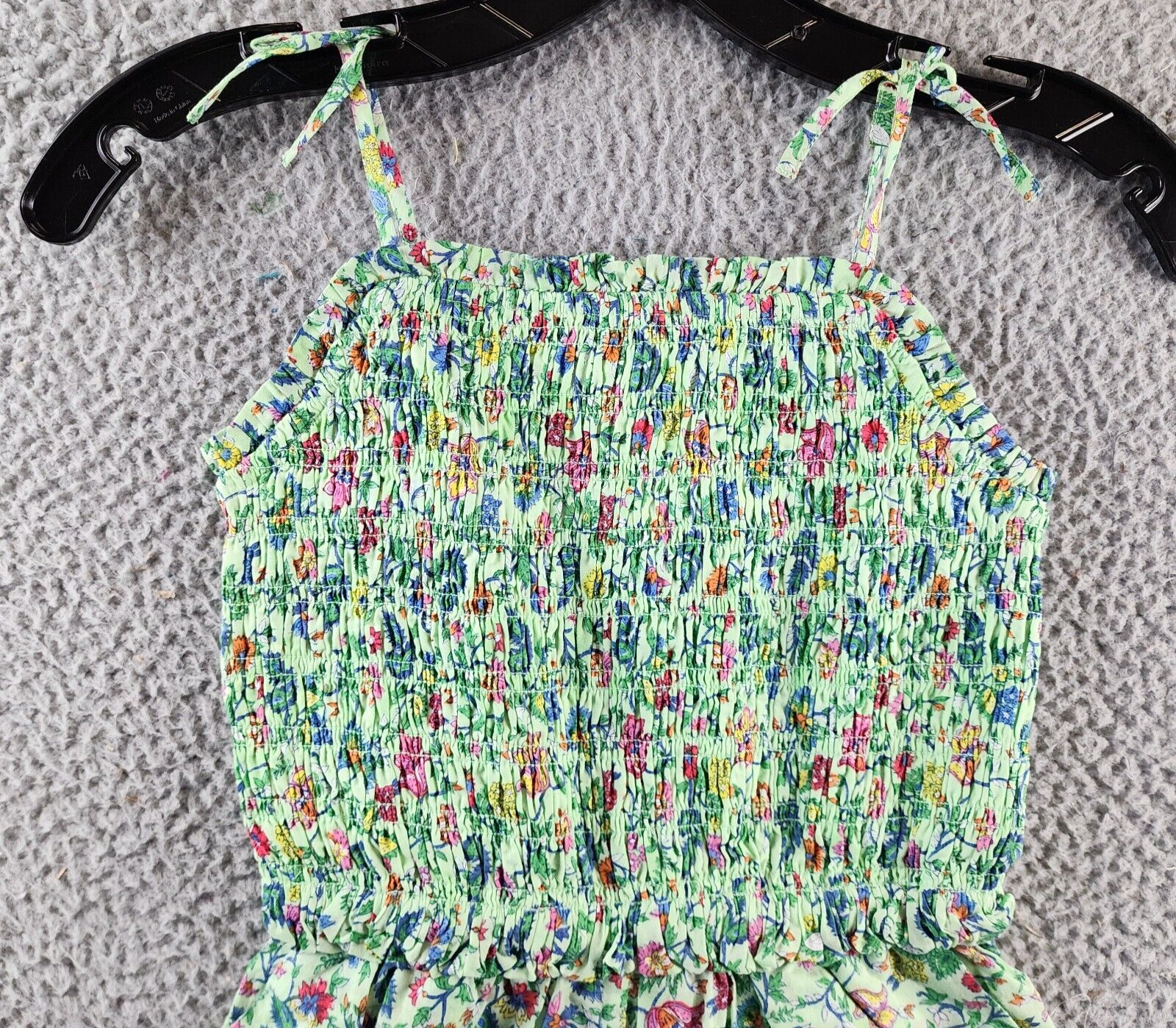 Polo Ralph Lauren Floral Smocked Batiste Romper Girls 6 Multicolor Straight Neck - Picture 3 of 13