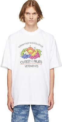 VETEMENTS White 'Cutest Of The Fruits' T-Shirt Size s