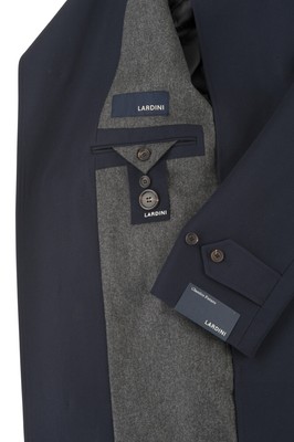 Pre-owned Lardini Coat Men's 48 Dark-blue 100% Wolle One Color