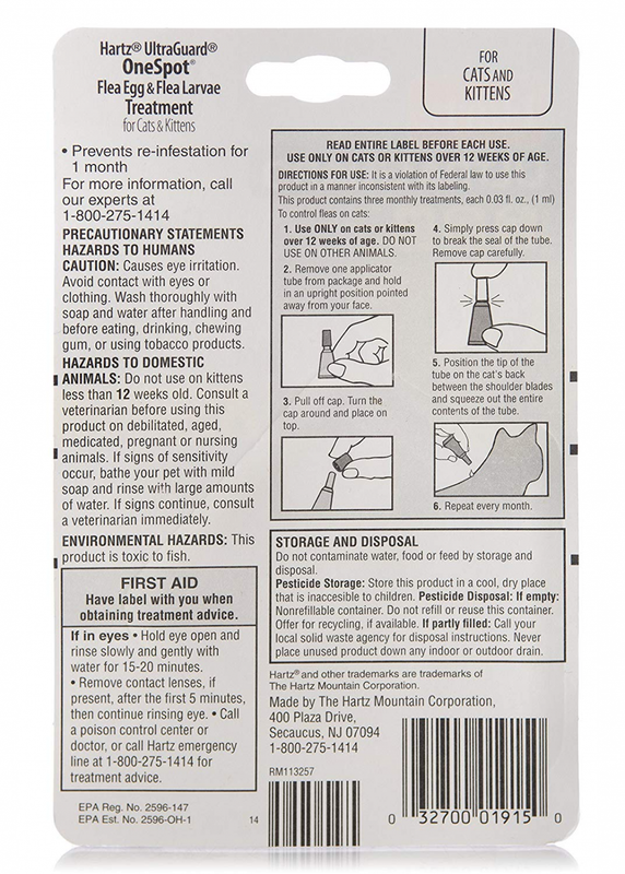 Hartz Ultra Guard One Spot Flea Egg Treatment for Cats and Kittens