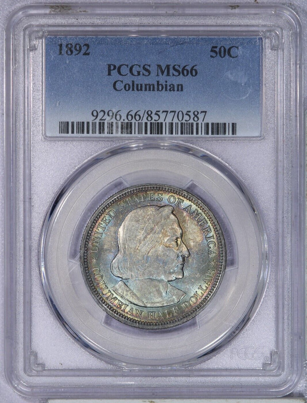 1892 Columbian Half Dollar 50c PCGS MS66 - Beautifully Toned