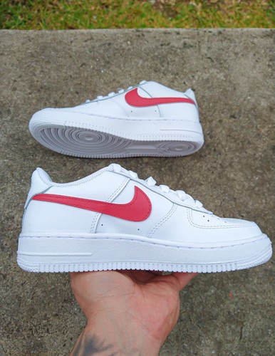 Pre-owned Nike Air Force 1 Womens White Pink Red Girls Gs Af1 Valentines Day Gift Love