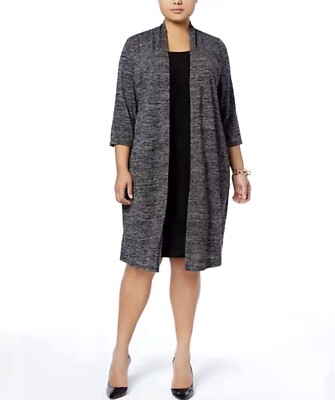 Connected Womens Plus Size 20W Layered Look Dress In Gray And Black