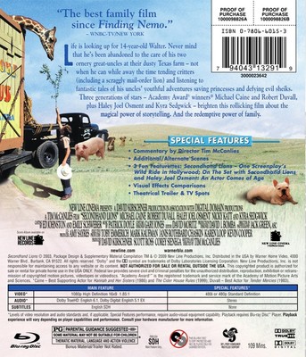 Secondhand Lions Blu-ray Michael Caine NEW