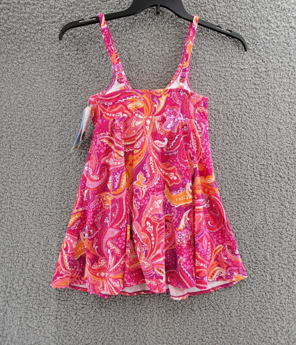 Swim Solutions Tummy-Control Bow-Front Swim Dress Women's 8 Fuchsia Pull On - Picture 10 of 14