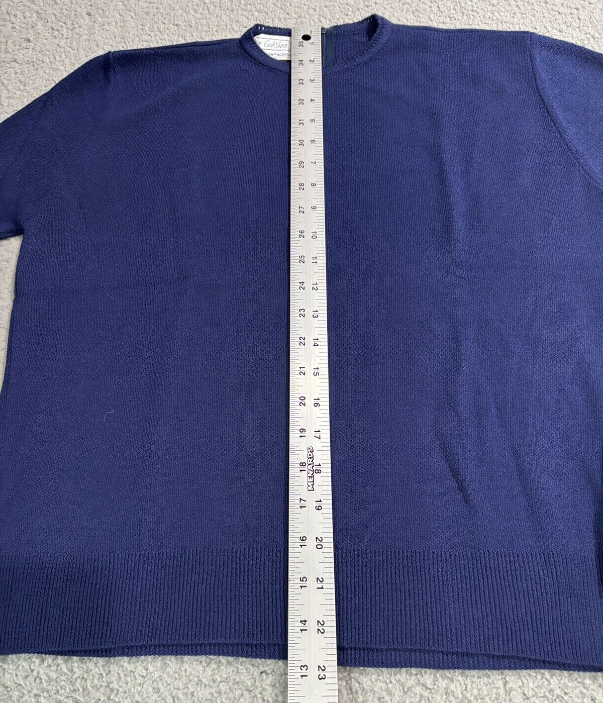 Vintage Carol Brent Womens Sweater Orlon Acrylic Pullover Blue Back Zipper