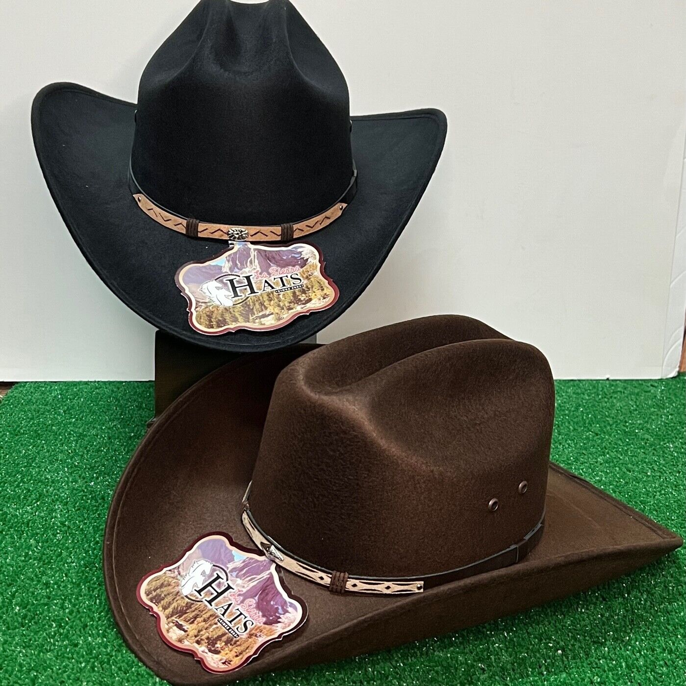 Men's Black Faux Felt Western Hat Tejana Sombrero Texana Vaquero Sinaloa – ASA