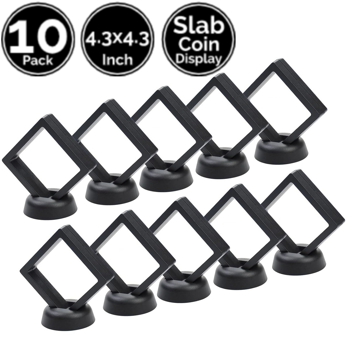10 Pack 4.3" x 4.3" Transparent Film 3D Floating Display Frame Case 4 Coin Medal