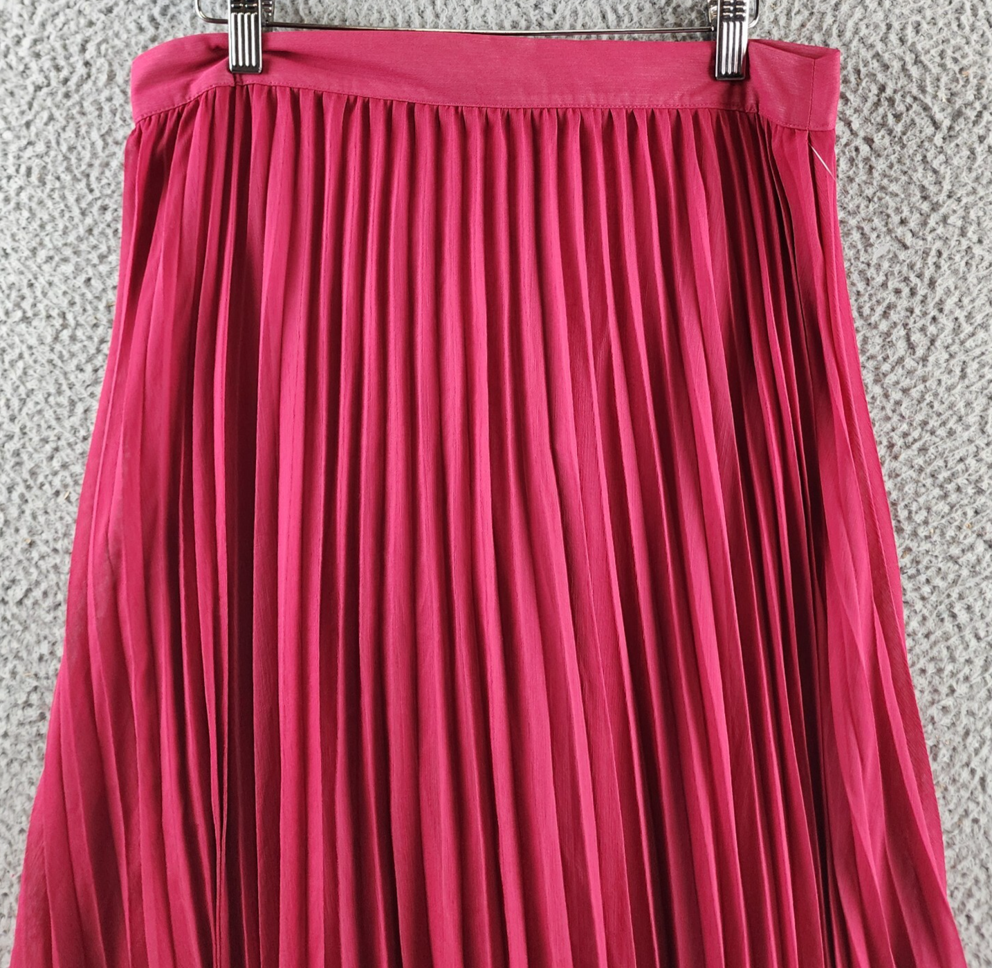 Adrienne Landau Onyx Pleated A Line Skirt Women's L Maroon Zipper Back Closure - Picture 4 of 15