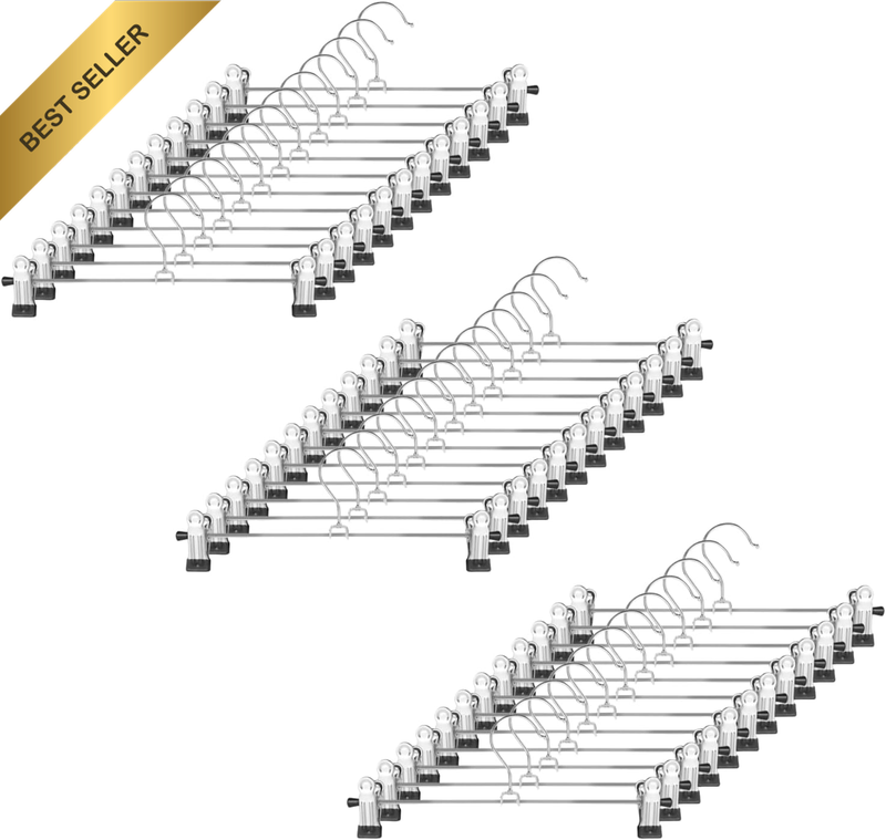 Metal Skirt Pants Hangers 36 Pack Clip Heavy Duty Jean Trouser Clothes