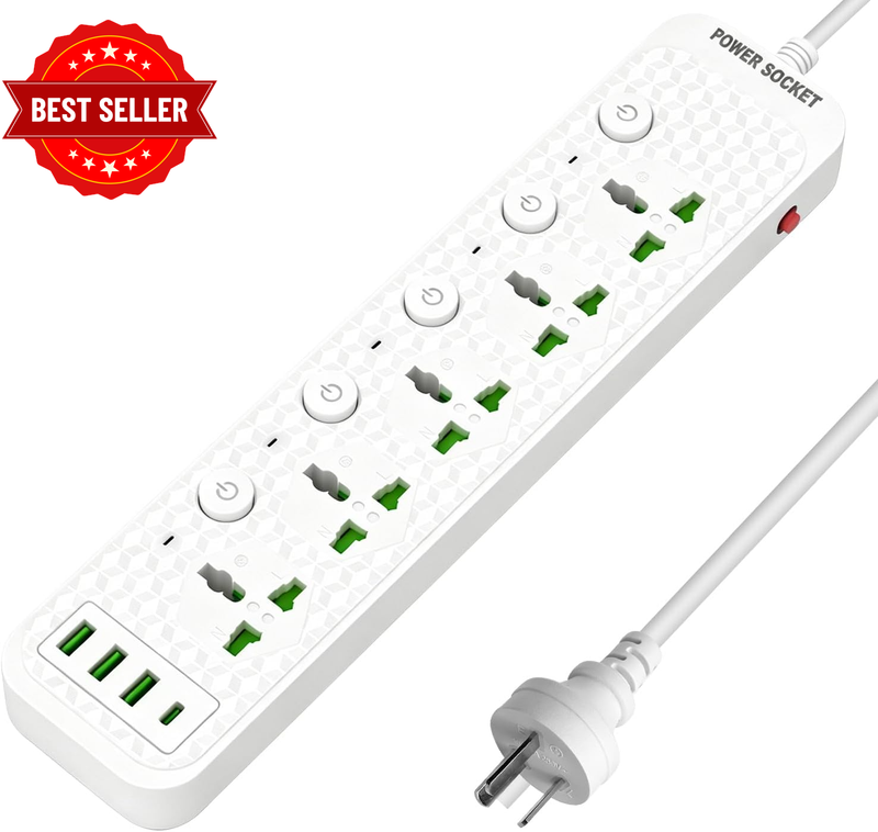 9 in 1 Universal Power Board,3000W Surge Protector Power Strip with 5 Wide AC Ou