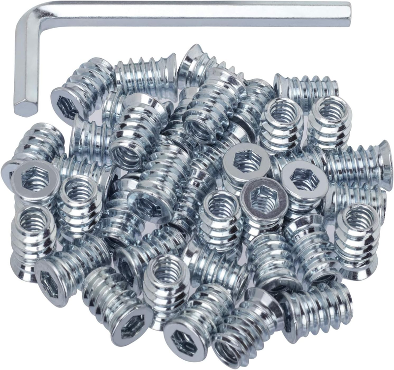 40 Pack Threaded Insert Nutsert, 1/4"-20 x 15mm Screw in Nut Threaded Wood Inser