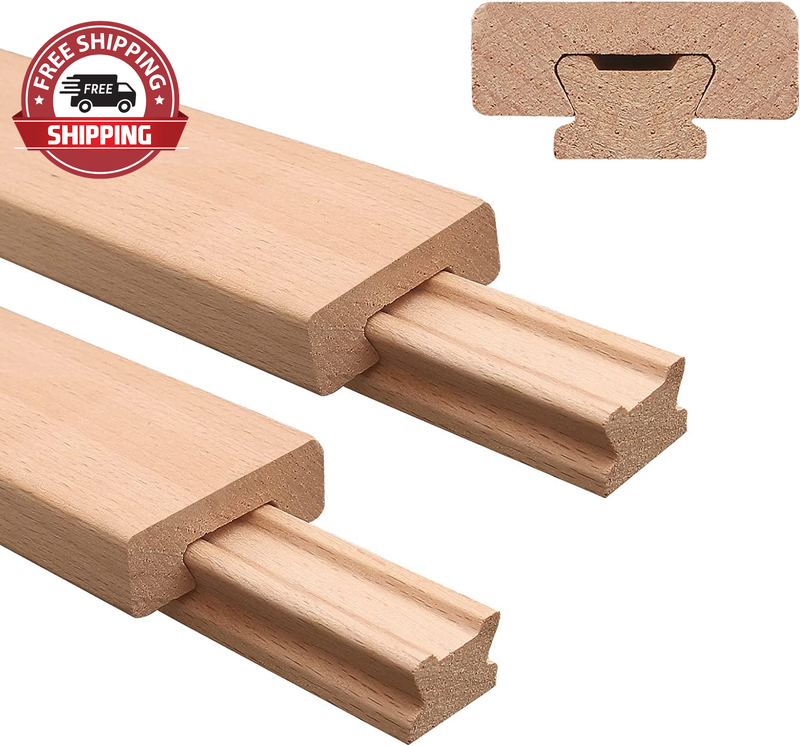 2Pcs Wooden Drawer Slides,16 Inch Classic Wood Center Guide Track (40Cm)