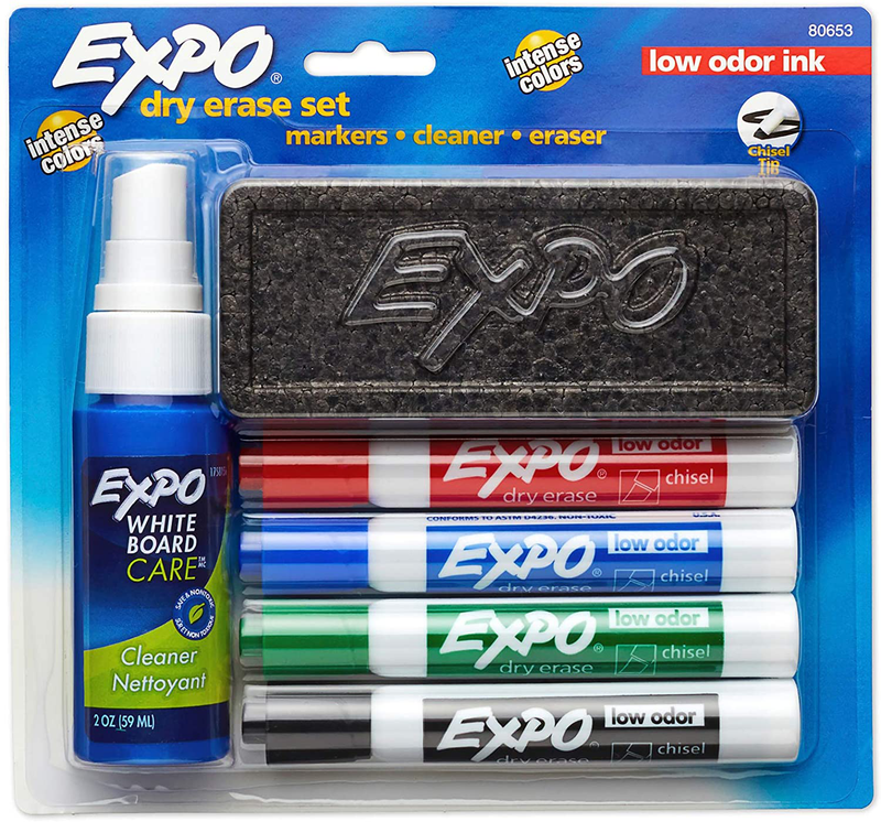 Expo Low Odor Dry Erase Marker Set with White Board Eraser a
