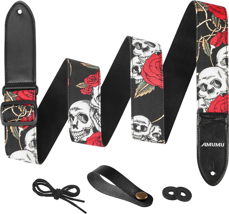 With Skull And Rose Design - Extra-long Leather Ends, Ideal For Ele