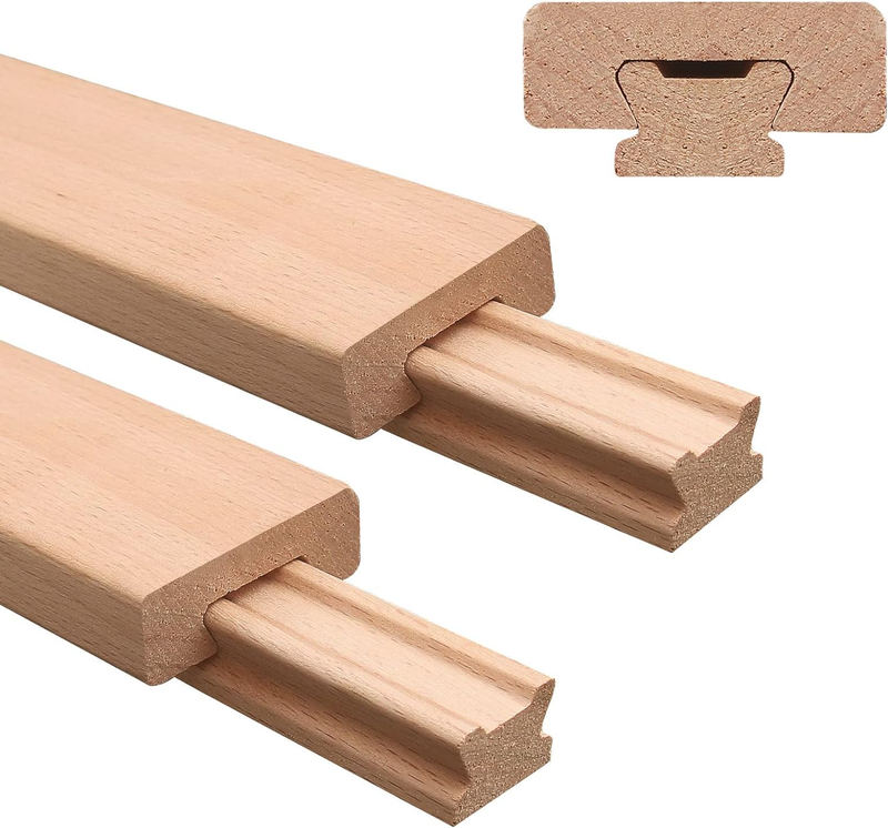 2Pcs Wooden Drawer Slides,16 Inch Classic Wood Center Guide Track (40Cm)