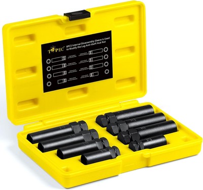 Topec 8Pcs Locking Lug Master Key Set,SAE/Metric Inner in-8piece, Yellow 