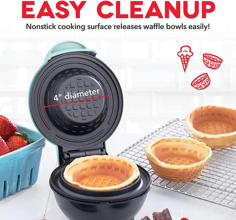 Mini Waffle Bowl Maker for Breakfast, Burrito Bowls, Ice Cream and Other Sweet D