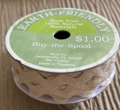 Earth-Friendly RICK RACK spool. 100% Natural Materials. Buy-The-Spool 6 ft Ivory