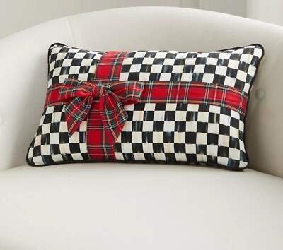 Mackenzie Courtly Check Tartan Bow Lumbar Pillow Childs Plaid New