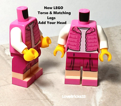 New LEGO Pink Outfit Torso Legs Set Matching Shoes Flats Yellow Hands Tights