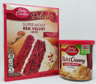 Betty Crocker Super Moist RED VELVET Cake Mix & COCONUT PECAN Frosting SET