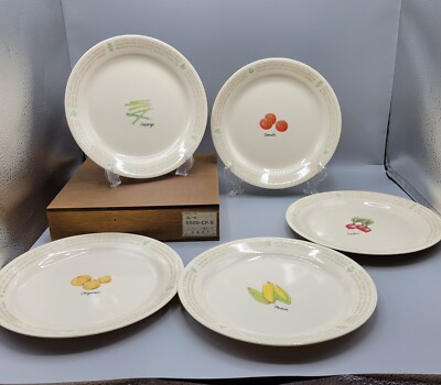 Vintage Correlle By Corning Vegetable Dinner Plates, Set Of 5 In Crate, Rare NOS