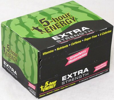 5 Hour Energy Strawberry Watermelon Extra Strength Shots Five Hr 12 Count