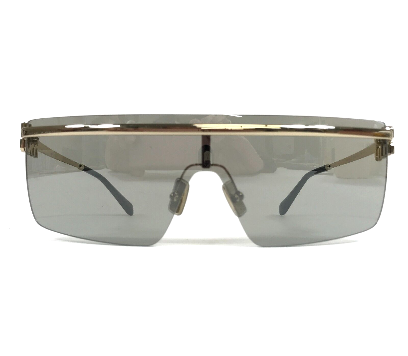 Pre-owned Miu Miu Sunglasses Smu50z Zvn-112 Pale Gold Frames With Light Grey Shield Lens In Gray