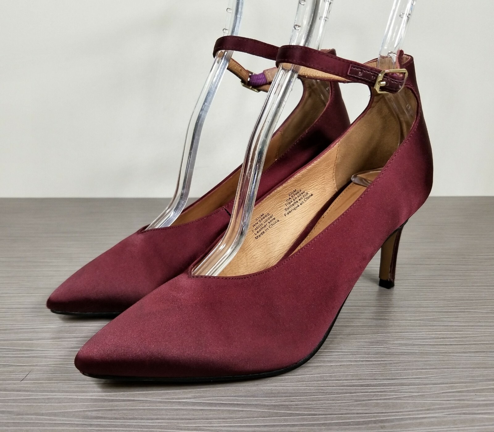 Halogen Azaela Ankle Strap Pump, Wine Satin, Womens Size 5.5 M