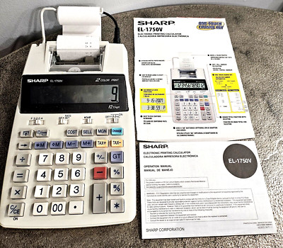 SHARP EL-1750V PRINTING CALCULATOR 12 Digit/2 Color Print -Cost/Sell/Margin Calc