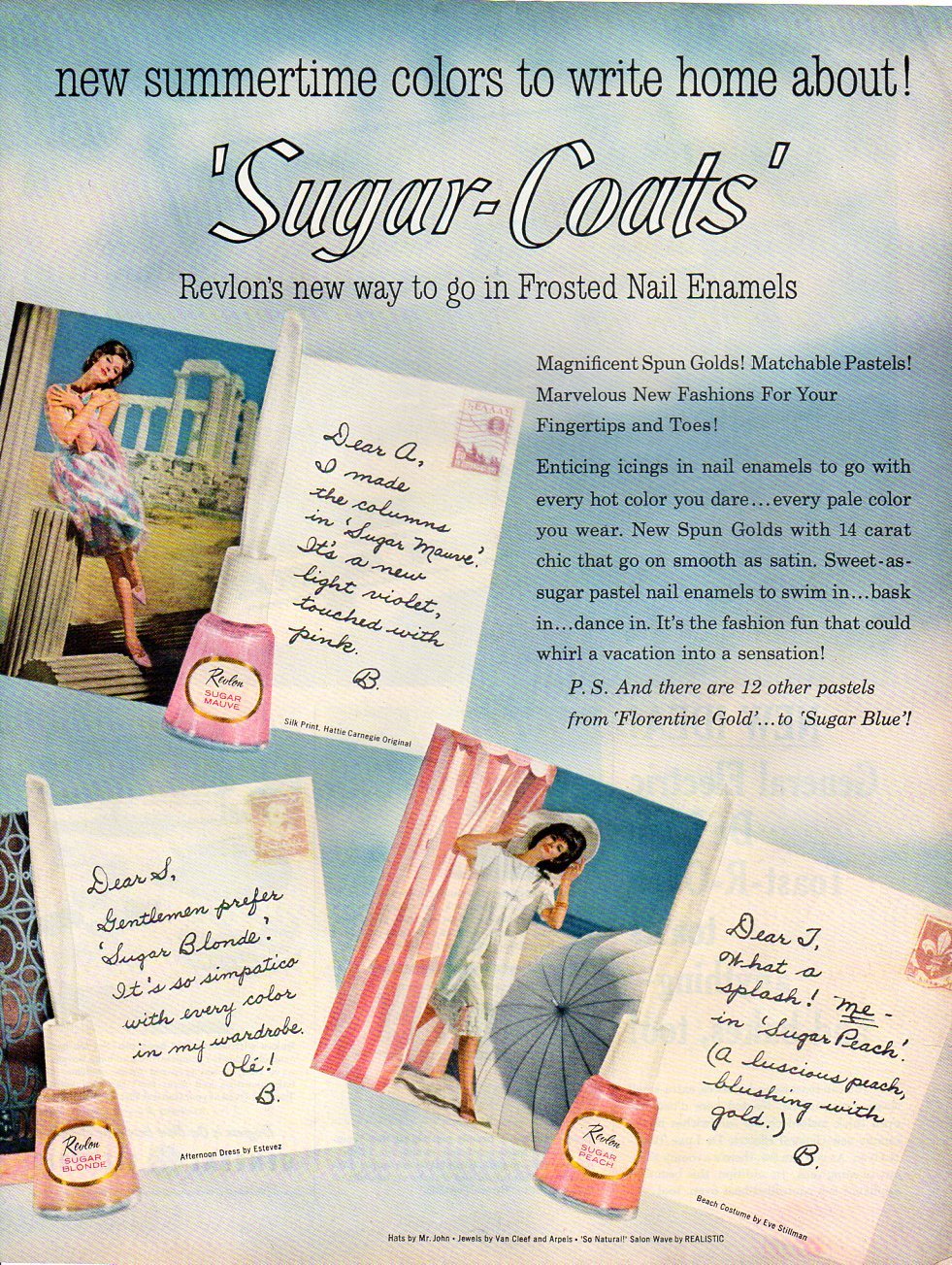 Vintage Beauty Fashion ad Revlon 1961 Spins your World Around Nini Ricci gown 2p