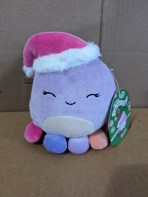 NWT Squishmallows 4 Inch Beula The Octopus With Santa Hat Holiday Christmas NWT