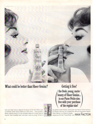 Vintage Beauty Fashion ad Max Factor 1962 What could be better than Sheer Genius