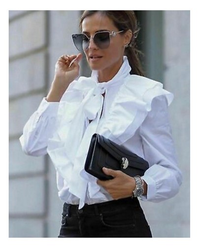 Zara Women Poplin Blouse With Tie White Blogger Fav Ref 4786 Zara Women Poplin Blouse With Tie White Blogger Fav Ref 4786